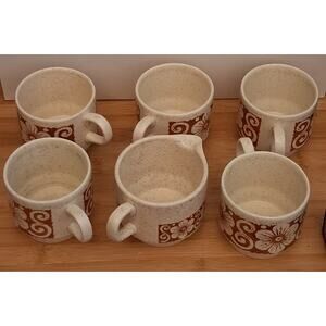 Vintage Biltons Set (5) Stackable Speckled & Floral Design Tea Cups with Creamer